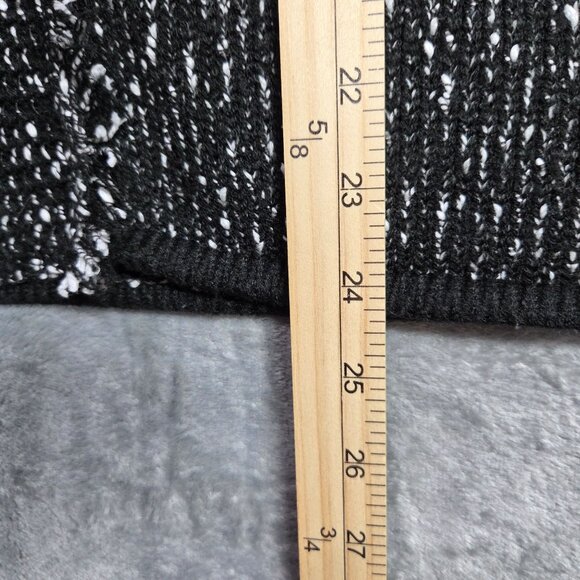 Karl Lagerfeld Cardigan Womens Large Black Two Tone Zip Up Fringe Casual Preppy - Picture 6 of 6